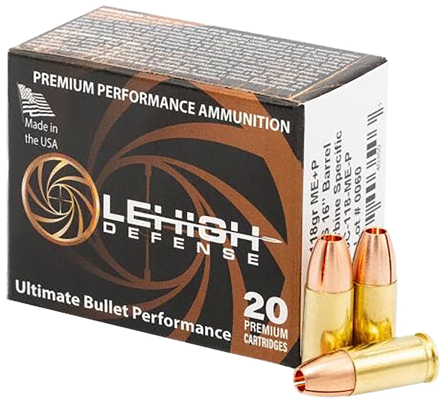 Lehigh Defense9mm Luger / Parabellum 118 gr CSHP ammo