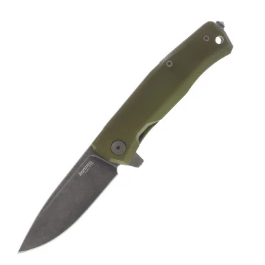 LionSteel Myto Folding Knife 3.27in Black Stonewash M390 Green Aluminum LSMT01AGB