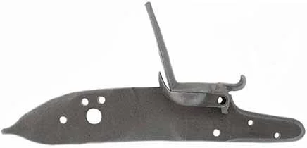 Lock Plate and Frizzen for Northwest Trade Gun,machined together, drilled and tapped, with integral pan & pan bridle,6.06" x 1.08"