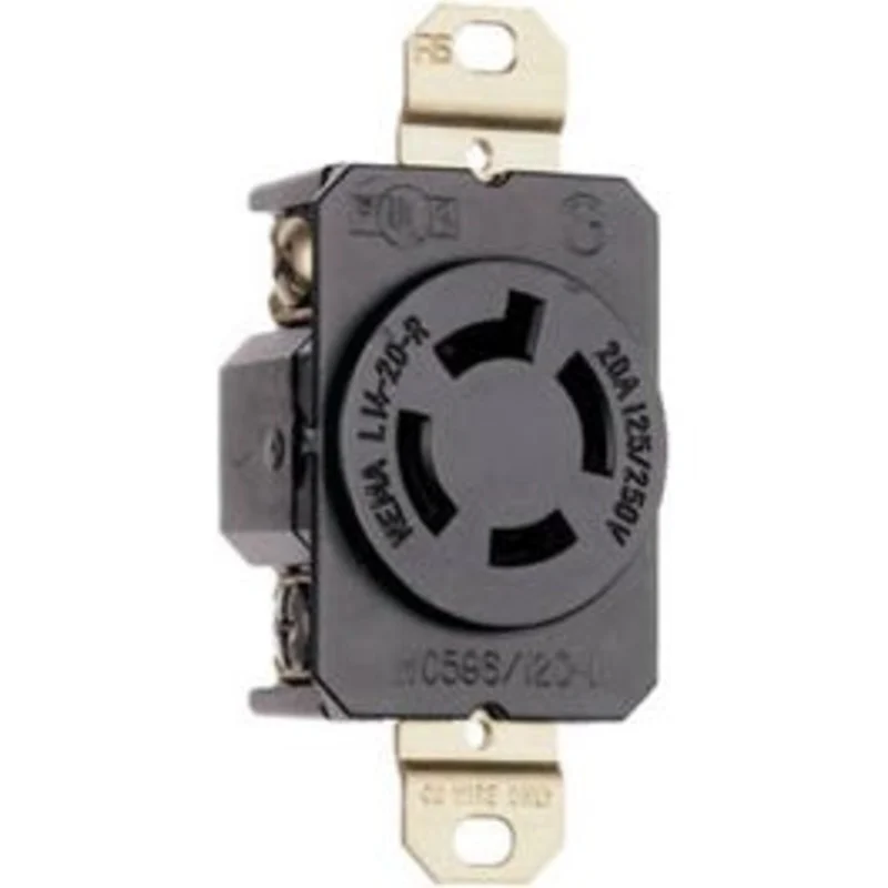 Locking Outlet, Black,NEMA L14-20r, 125/250-Volt