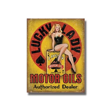 Lucky Lady Motor Oil Tin Sign SG1998