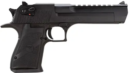 Magnum Research DE357 Desert Eagle Mark XIX 357 Mag Caliber with 6″ Picatinny Rail Barrel, 9+1 Capacity, OverallBlack Finish Carbon Steel, Beavertail Frame, Serrated Slide &Rubber Grip