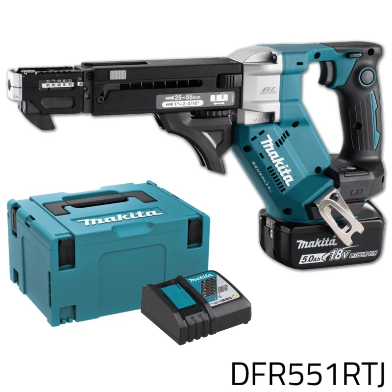 Makita DFR551RTJ 18V Cordless Brushless Auto Feed Screwdriver w/ Silent Clutch (LXT-Series) [Set]