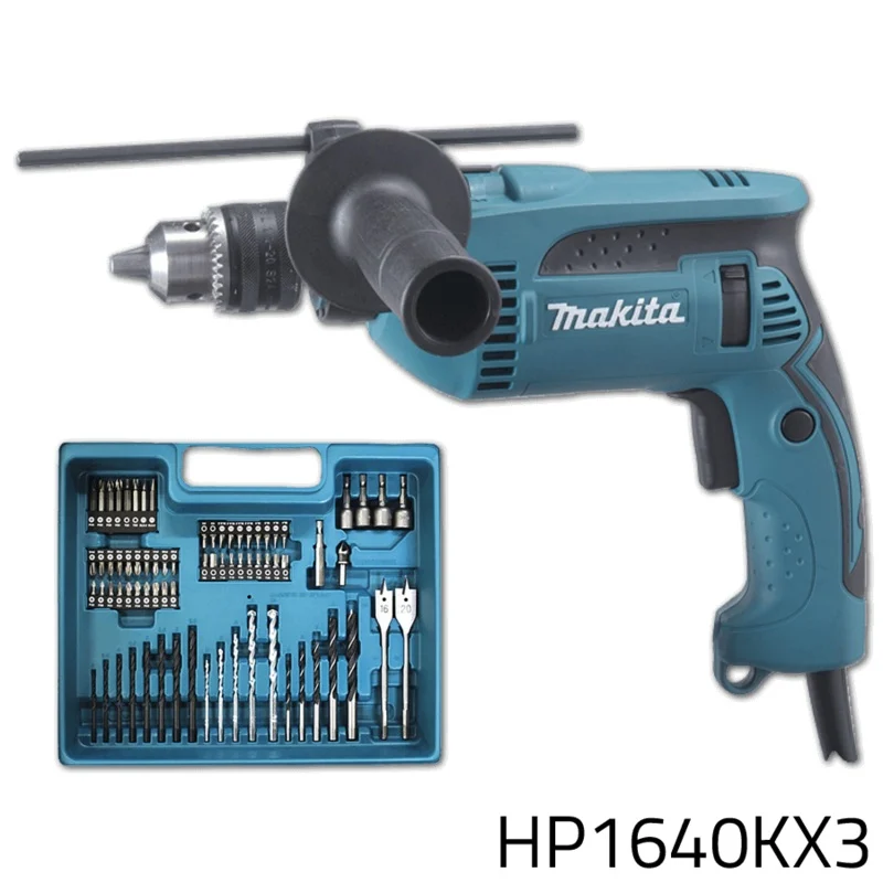 Makita HP1640KX3 Hammer Drill with Case (74pcs Accessories)