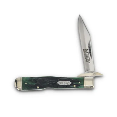 Marble's Green Stag Bone Swing Guard Folding Knife MR190