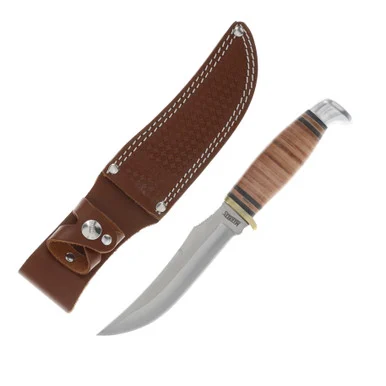 Marbles Large Skinner 5.62in Clip Point Fixed Blade Stacked Leather MR397