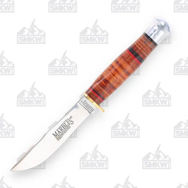 Marbles MR302 Hunter 3.87in Clip Point Fixed Blade Stacked Leather MR302