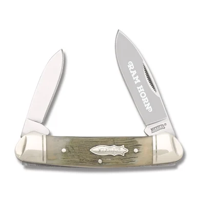 Marbles Ram Horn Canoe 2.5in Drop Point Folding Knife MR360