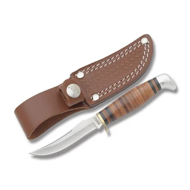 Marbles Small Skinner 3.06” Clip Point Fixed Blade Stacked Leather MR396