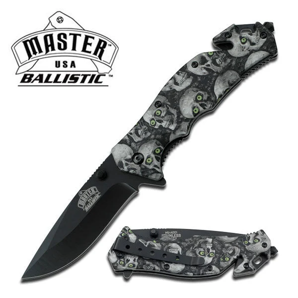 Master USA Ballistic Zombie Skulls Fantasy Pocket Knife Open Assist