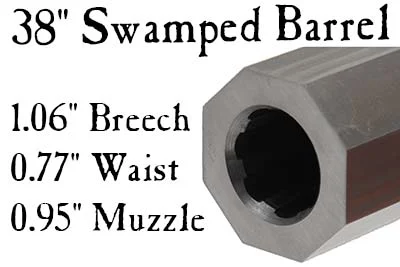 Match Quality Rifle Barrel, .50 caliber,Isaac Haines, 38" swamped, "C" profile,1-66" twist, 4.7 lb, crowned, flared tang plug,by Rice Barrel Company