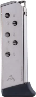 Mec-Gar Walther PPK Handgun Magazine .380 ACP Carbon Steel Tube Nickel 6-Round