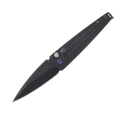 Medford Nosferatu OTS Auto Knife Black Flamed- 3.5in PVD Black Spear Point Plain