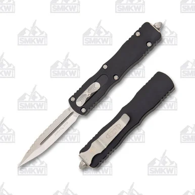 Microtech Dirac OTF Automatic Knife Serrated Stonewash D/E Black AUMT22512