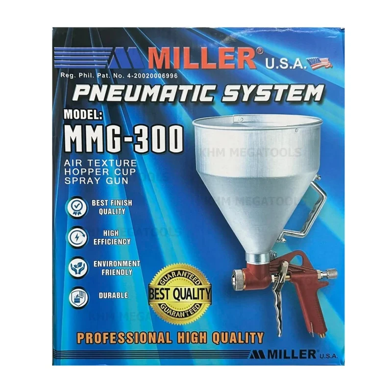 Miller MMG-300 Mortar Gun / Air Texture Hopper Cup Spray Gun (Gravity) [Aluminum] MILLER