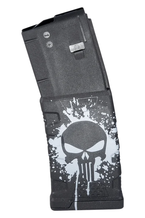Mission First Tactical Magazine 223/5.56x45mm, White Punisher Skull Splatter, For AR-15/M4, 30rd