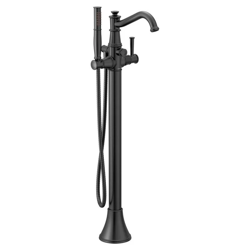 Moen Belfield Single Handle Floor Mount Tub Filler with Hand Shower in Matte Black (Trim Only) | Ferguson