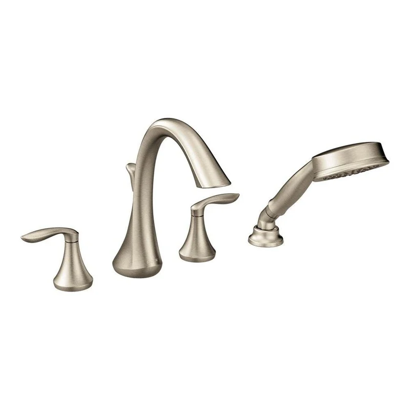 Moen Eva Two Handle Roman Tub Faucet with Hand Shower in Brushed Nickel (Trim Only) | Ferguson