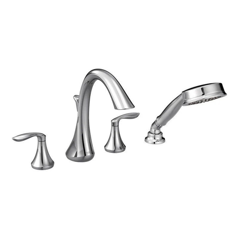 Moen Eva Two Handle Roman Tub Faucet with Hand Shower in Polished Chrome (Trim Only) | Ferguson