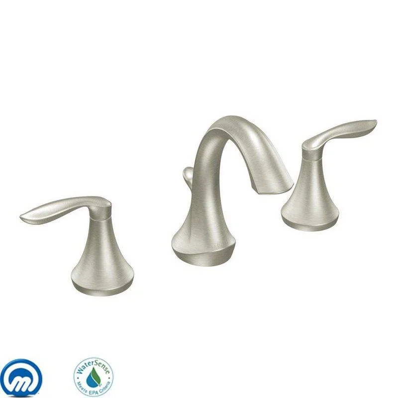 Moen Eva Two Handle Widespread Bathroom Sink Faucet in Brushed Nickel | Ferguson