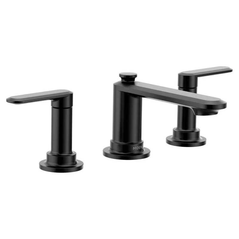 Moen Greenfield Two Handle Widespread Bathroom Sink Faucet in Matte Black | Ferguson