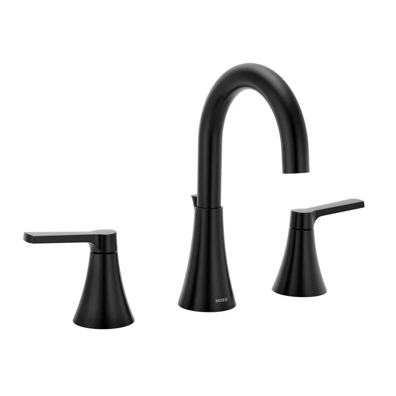 Moen Jase Two Handle Widespread Bathroom Sink Faucet in Matte Black | Ferguson