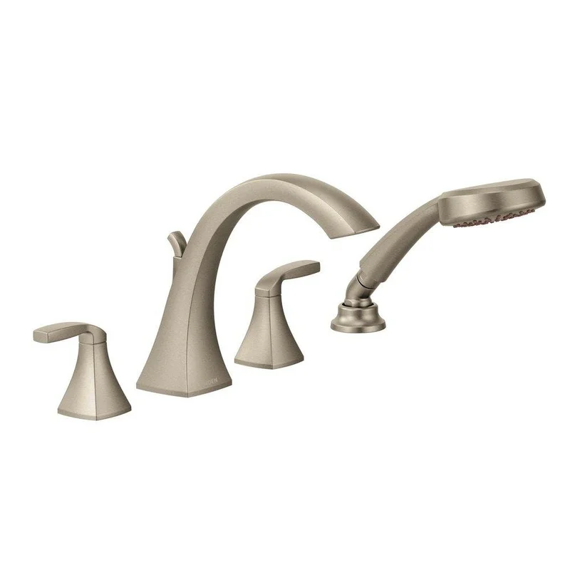 Moen Voss Two Handle Roman Tub Faucet with Hand Shower in Brushed Nickel (Trim Only) | Ferguson