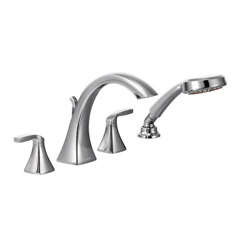 Moen Voss Two Handle Roman Tub Faucet with Hand Shower in Polished Chrome (Trim Only) | Ferguson