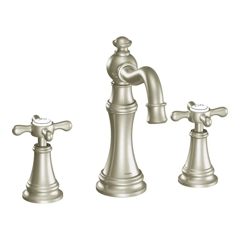 Moen Weymouth Two Handle Widespread Bathroom Sink Faucet in Brushed Nickel | Ferguson