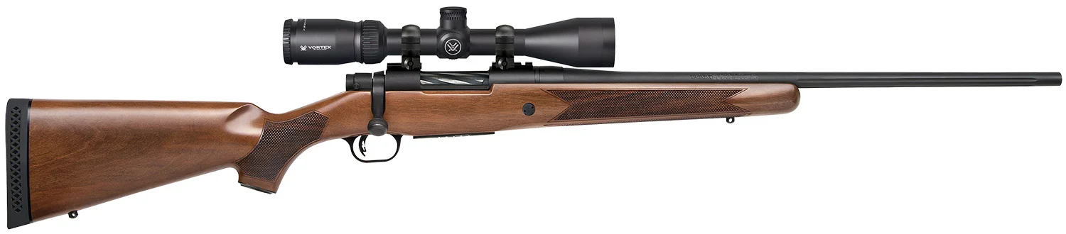 Mossberg 28057 Patriot22-250 Rem Caliber with 5+1 Capacity, 22″ Fluted Barrel, Matte Blued Metal Finish & Walnut Stock Right Hand (Full Size) Includes Vortex Crossfire II 3-9x40mm Scope