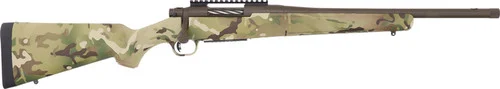 Mossberg Patriot Compact 308 Win 5rd,16.25" Patriot Brown Cerakote Threaded Bull Barrel, Patriot Brown Cerakote Steel Receiver Picatinny Rail, MultiCam Fixed Synthetic Stock