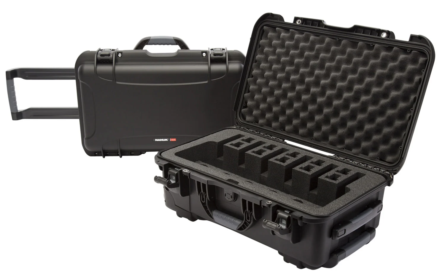 Nanuk 9356UP1 935 6 Up Pistol Case Black Polymer w/ Closed-Cell Foam Padding 22″ L x 14″ W x 9″ H Interior Dimensions