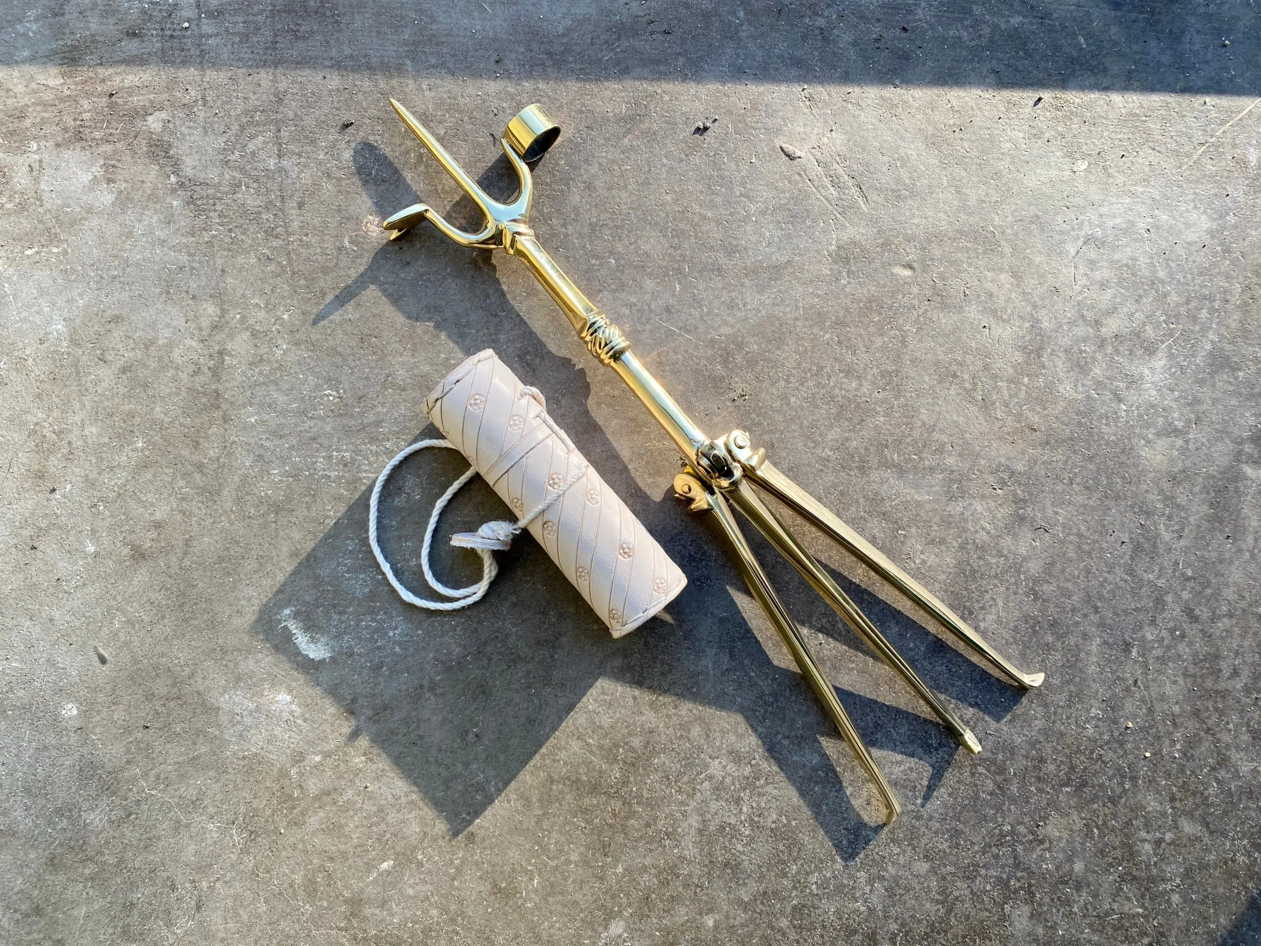 Needlecase and folding pricket brass candlestick BUNDLE