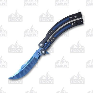 Neptune Trading Butterfly Knife Trainer-Blue with Black Aluminum Handles NTPBF4T