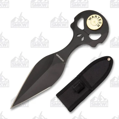Neptune Trading Push Dagger Skull Fixed Black 3.5In. Spear Point and Nylon Sheath NTHWT278BK