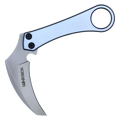 Neptune Trading Wartech 6.5In. Fixed Blade Knife Blue 3.5In Silver 3CR13 Hawkbill-Kydex Sheath NTHWT263BL