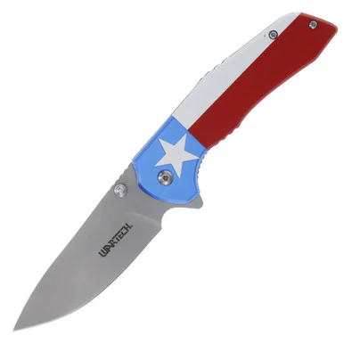 Neptune Trading Wartech-8in Texas Flag Spring Assisted Knife Folding 3.5in Drop Point NTPWT275TX