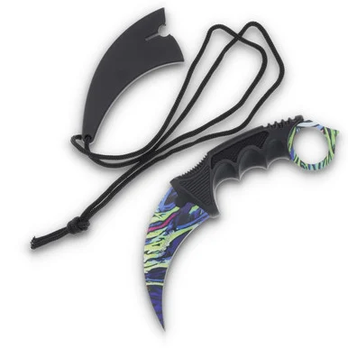 Neptune Trading Wartech Karambit Neck Knife 2.5in Plain Neon Marble Hawkbill NTYC9115R