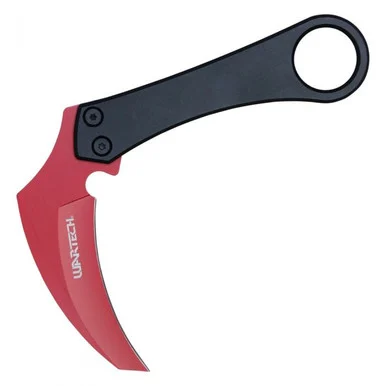 Neptune Trading Wartech Redhawk Fixed Blade Blk Aluminum 3.5” Red Karambit NTHWT263BK