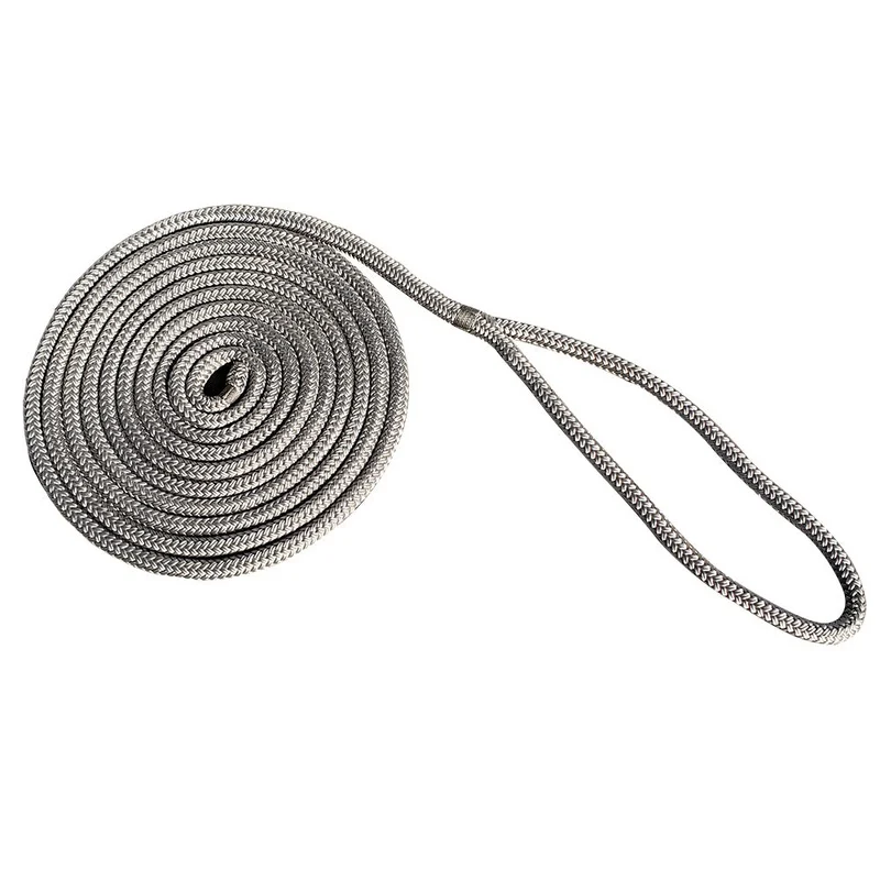 New England Rope 1/2 x 15 Nylon Double Braid Dock Line – Grey [5058-16-00015]