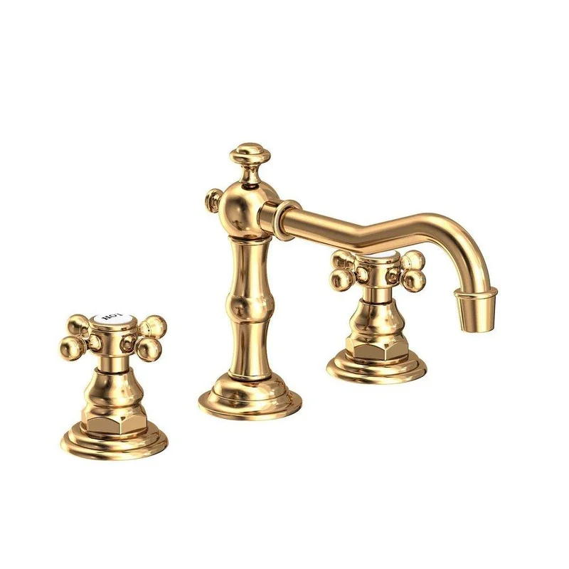 Newport Brass Chesterfield Two Handle Widespread Bathroom Sink Faucet in Uncoated Polished Brass – Living | Ferguson