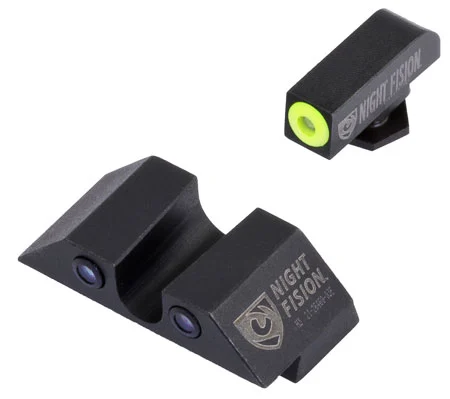 Night Fision GLK001007YGZ Tritium Night Sights For GlockBlack | Green Tritium Yellow Ring Front Sight Green Tritium Black Ring Rear Sight