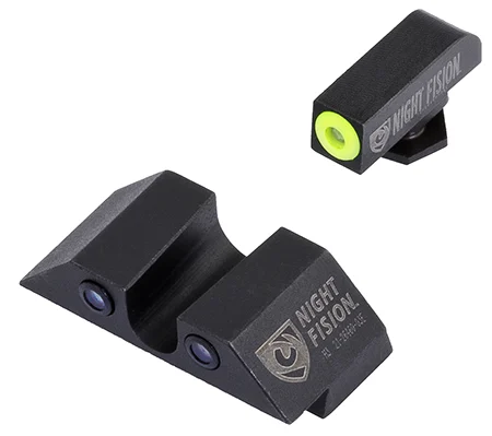Night Fision GLK003007YGZ Tritium Sight SetU-Notch Rear, Yellow Ring Tritium Front/Black Ring Rear/Black Frame Compatible w/Glock 42/43/43X Front Post/Rear Dovetail Mount
