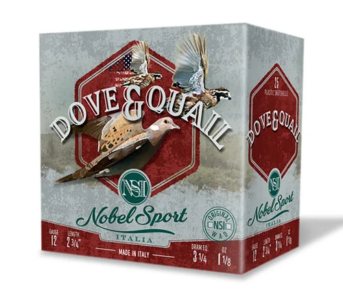 Nobel Sport Dove & Quail 12 Ga, 2.75", 1 1/8 oz, 6 Shot, 250rd Box