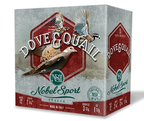 Nobel Sport Dove & Quail 12 Ga, 2.75", 1 1/8 oz, 8 Shot, 25rd Box