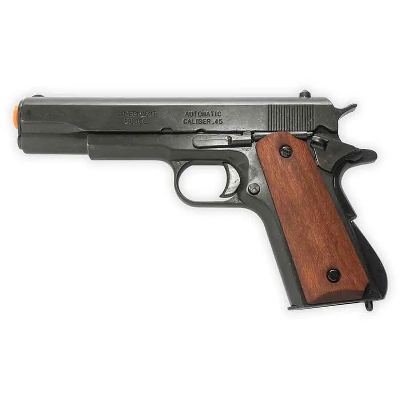 Non-Firing M1911 Replica | Denix | Non-Removable Magazine | Blued Finish with Wood Grips