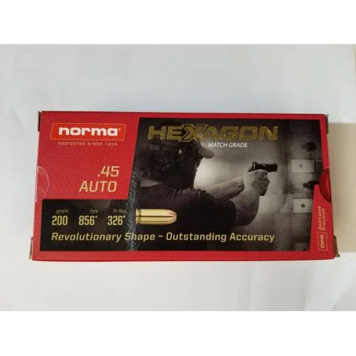 Norma Match Grade 45 Auto – Hexagon – 50rds – 200gr
