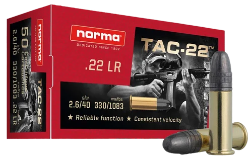 Norma Tac-22 22 LR, 40gr, Lead Round Nose, 50rd Box