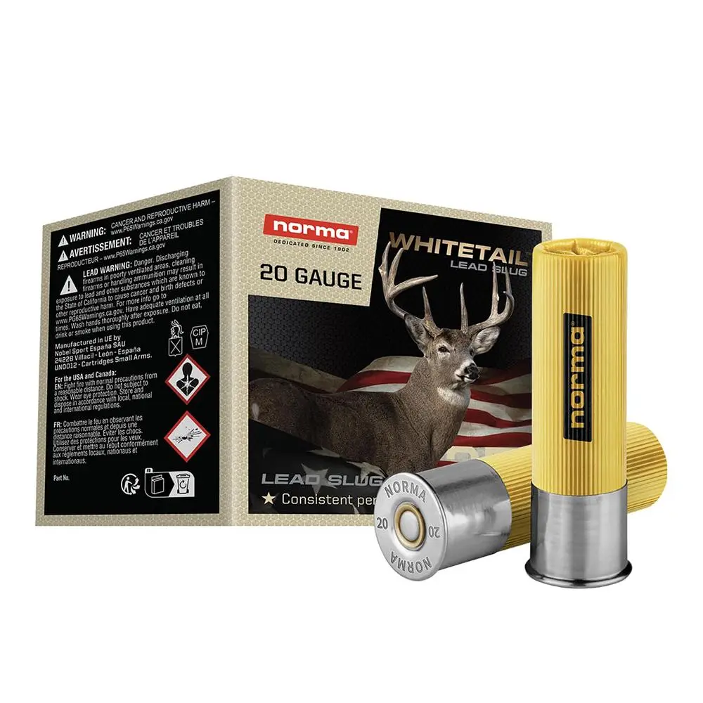 Norma WHITETAIL Shotshells 20ga 2-3/4″ 1oz 1600 fps Slug 25/ct