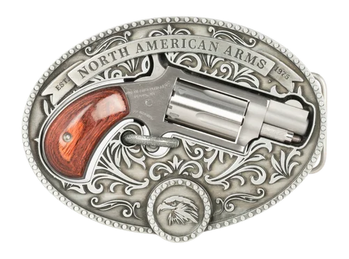 North American Arms Chuckwagon 22 WMR, 1.13" Barrel, Rosewood Grips, Fixed Sights, 5rd, Belt Buckle Holster